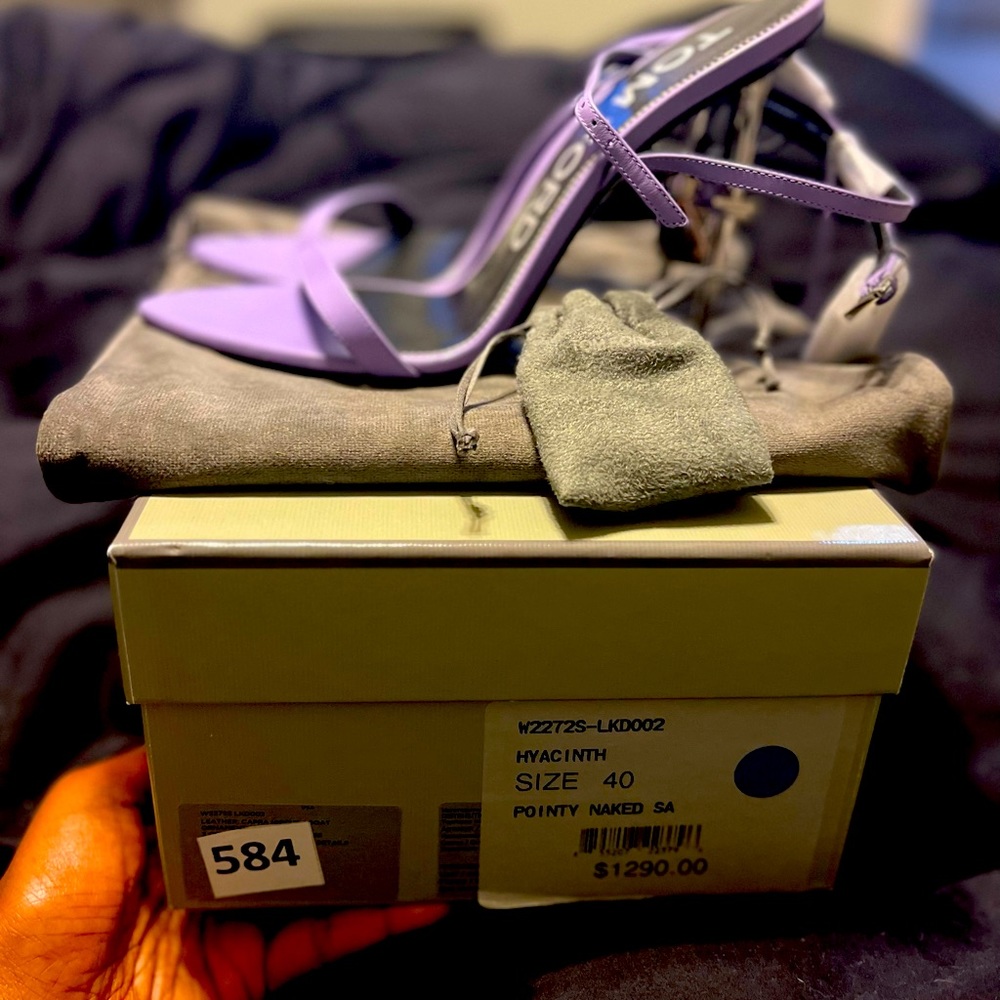 Tom Ford Sandals — Shiny Leather Padlock Pointy Naked Sandal. (BRAND NEW)